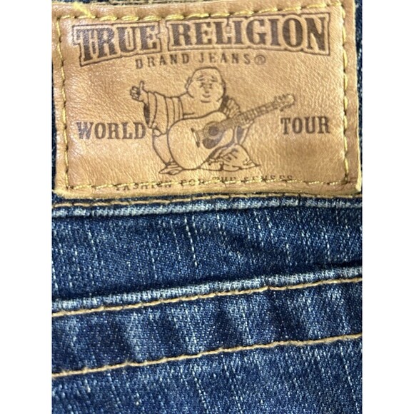 VTG True Religion Jeans Joey Big T Women’s Flared Legs Denim Blue Sz 29 USA Rare - Picture 4 of 14